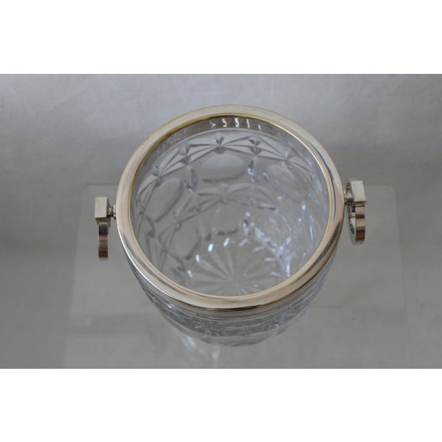 French Silver Plated & Cut Glass Champagne Ice Bucket Hoop Handles For Sale - Image 4 of 9