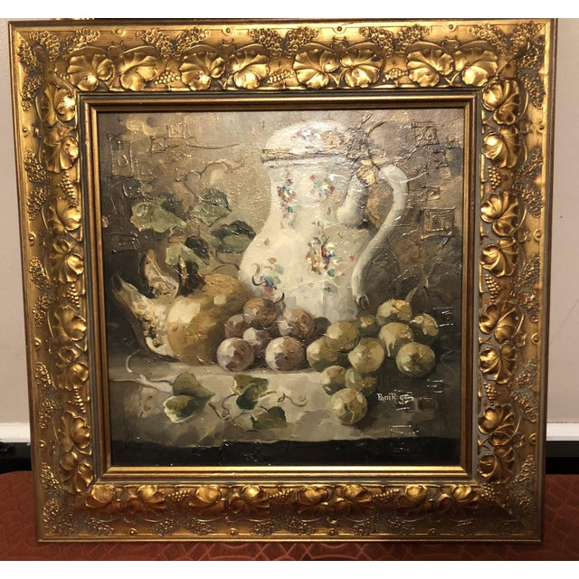 Vintage 1996 Pam Rogers Framed Oil Painting - Still Life With Pitcher and Fruit For Sale - Image 12 of 12