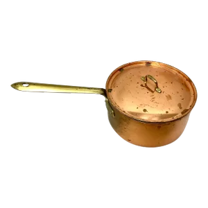 Vintage 6.5" Copper Sauce Pot With Lid and Brass Handle