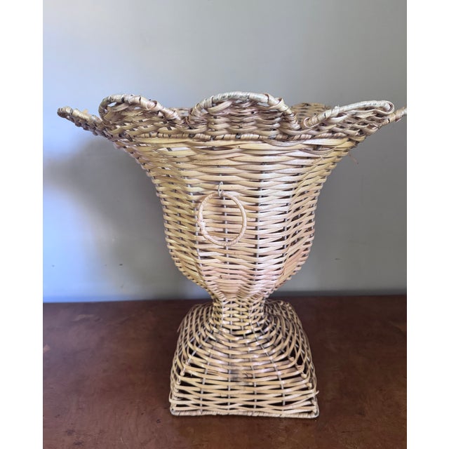 Beige Pair of Large Vintage Wicker Urns For Sale - Image 8 of 17