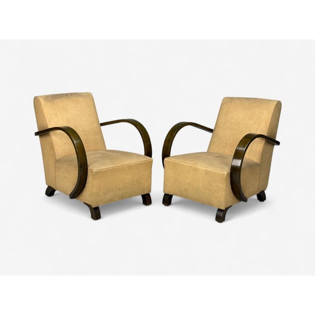 Pair of Vittorio Valabrega, Beige Velvet, Bentwood, Lounge Chairs, Italy, 1940s For Sale In New York - Image 6 of 15