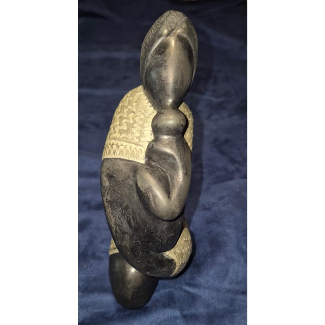 Mid-Century Modern Vintage Mid-Century Modern Abstract Stylized Figural Carved Stone Sculpture For Sale - Image 3 of 11