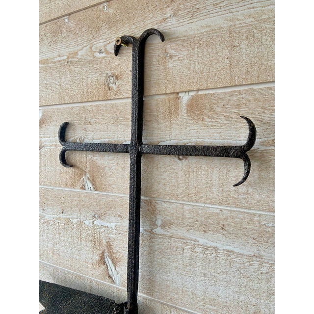 Black Large Antique French Sculptural Wood and Wrought Iron Weather Vane Cross, 19th Century For Sale - Image 8 of 9