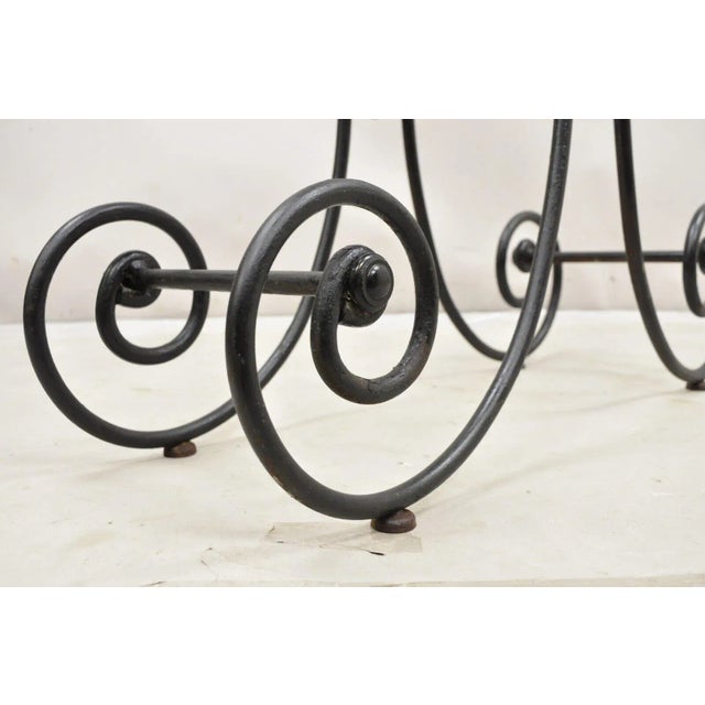 Early 20th Century French Country Pastry Style Wrought Iron Marble Top Baker's Console Table For Sale - Image 11 of 12