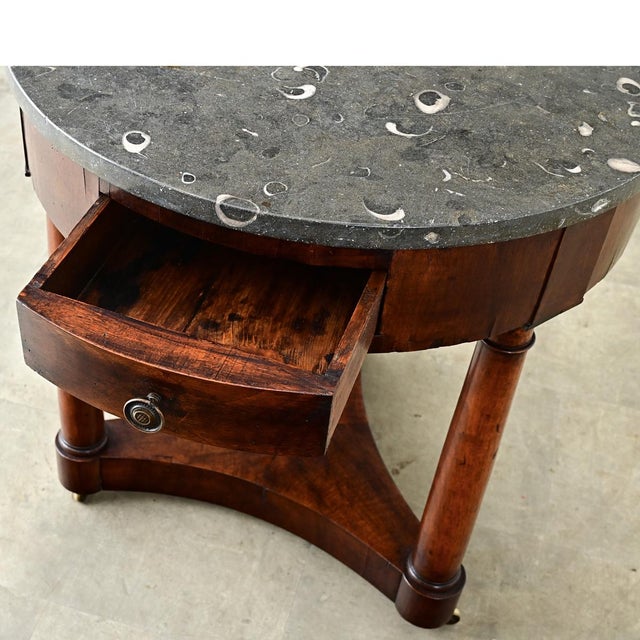 French 19th Century Empire Gueridon with Oyster Marble Top For Sale - Image 16 of 18