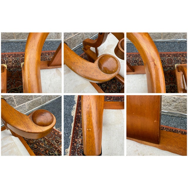 Vintage Schnadig James Mont / Ming Style Horseshoe Chairs in Maple & Brass - A Pair For Sale - Image 16 of 18