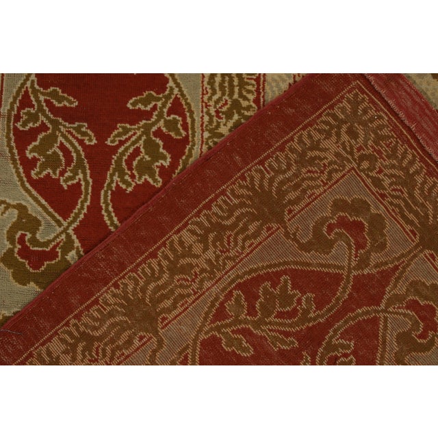 Red Hand-Knotted Antique Art Nouveau Rug in Red, Green, Brown Floral Pattern For Sale - Image 8 of 8