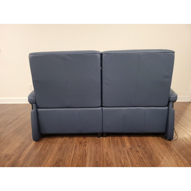 Stressless Mary Sofa & Loveseat — Blue Paloma Leather For Sale - Image 10 of 18