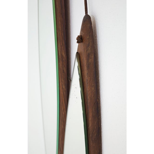 Mid-Century Modern Italian Oval Wooden Wall Mirror, 1970 For Sale - Image 4 of 12