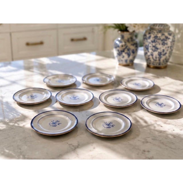 Set of 12 Vintage English Copeland Spode "Newburyport" Cobalt Blue & Gold 8-Inch Salad Dessert Plates For Sale - Image 11 of 12