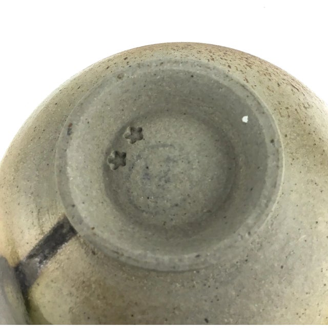 Vintage Japanese Artisan Clay Bowl With Rosewood Stand For Sale - Image 12 of 13