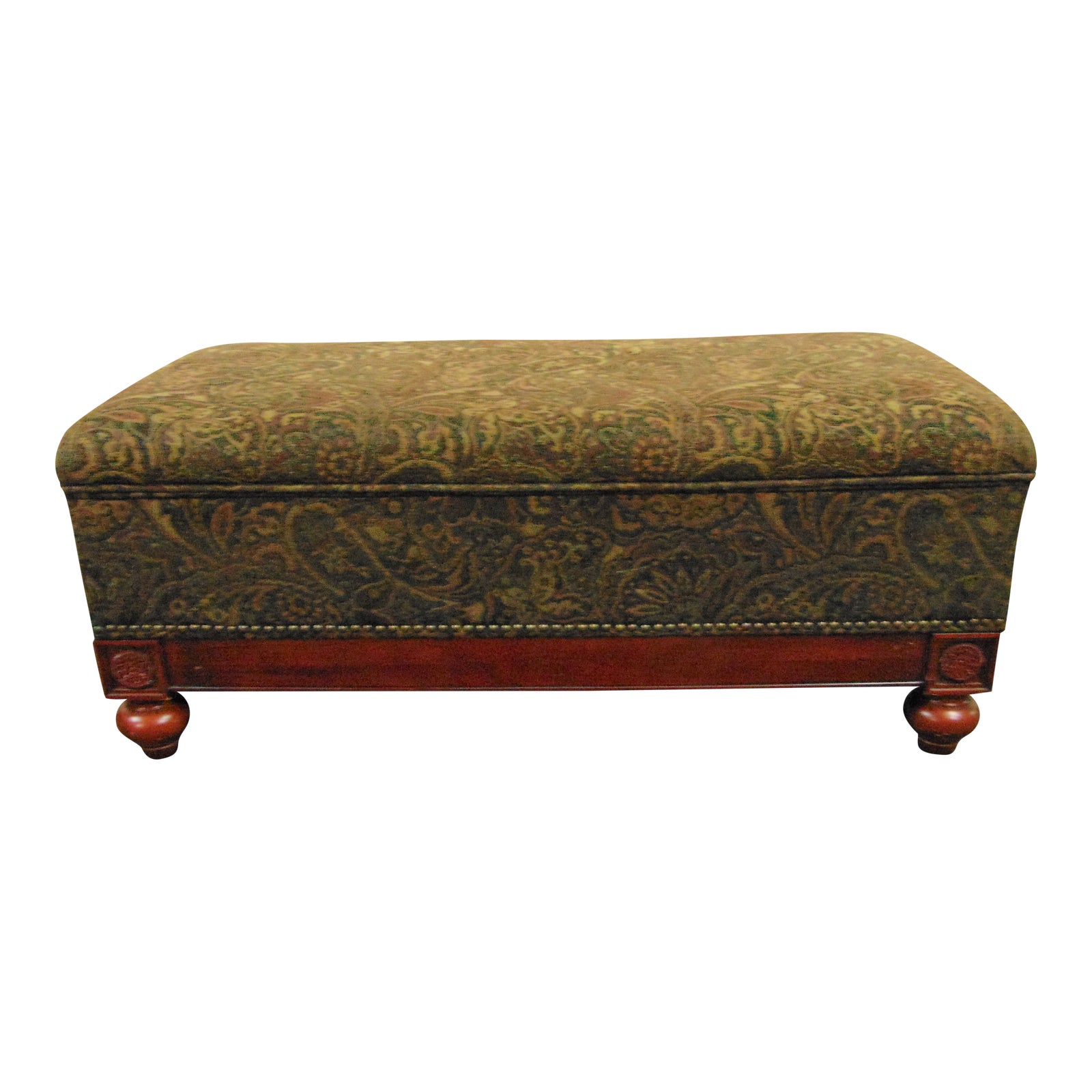 Regency Style Cherry Paisley Ottoman Chairish