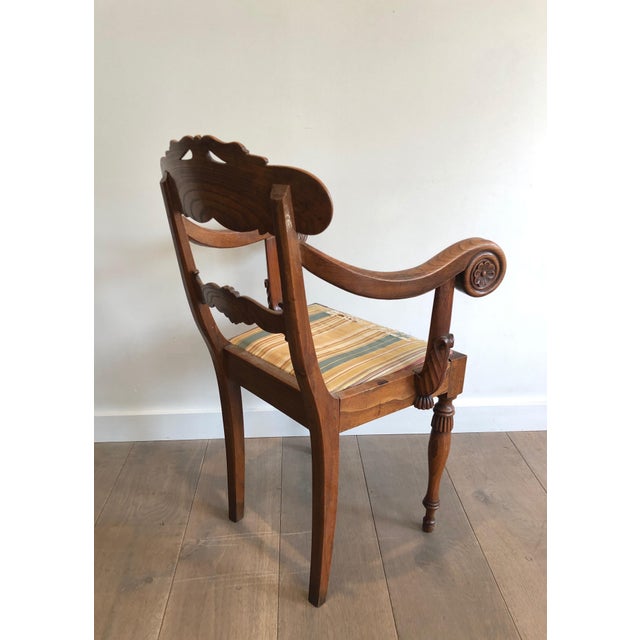 Early 19th Century English Regency period mahogany desk chair with swan neck decorations For Sale - Image 10 of 12