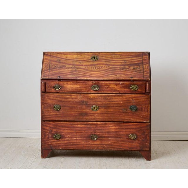 Antique Swedish Secretary Desk with Drawers in Pine, 1820 For Sale - Image 6 of 13