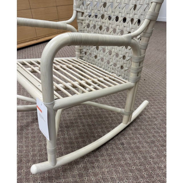 Pair of Nicole Hollis for McGuire Furniture Rattan Exalt Rocking Chairs For Sale - Image 9 of 12