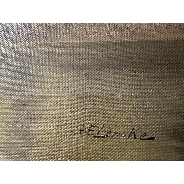 1960s Vintage Mountain Lake Oil Painting by Joachim Lemke For Sale - Image 5 of 6