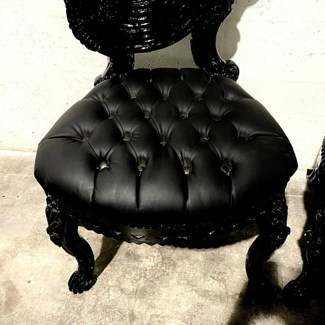 1990s Italian Baroque Chair Set – High Back Black For Sale In Miami - Image 6 of 6