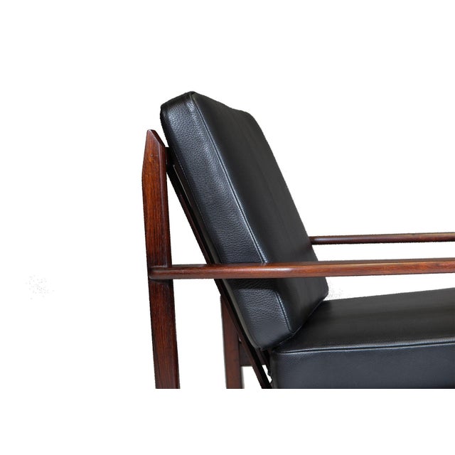 Mid-Century Brazil Modern Lounge Chairs in Black Leather- a Pair For Sale In San Francisco - Image 6 of 12