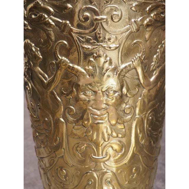 Antique French Brass and Copper Repousse Ceremonial Hotte, Late 1800s For Sale - Image 4 of 17