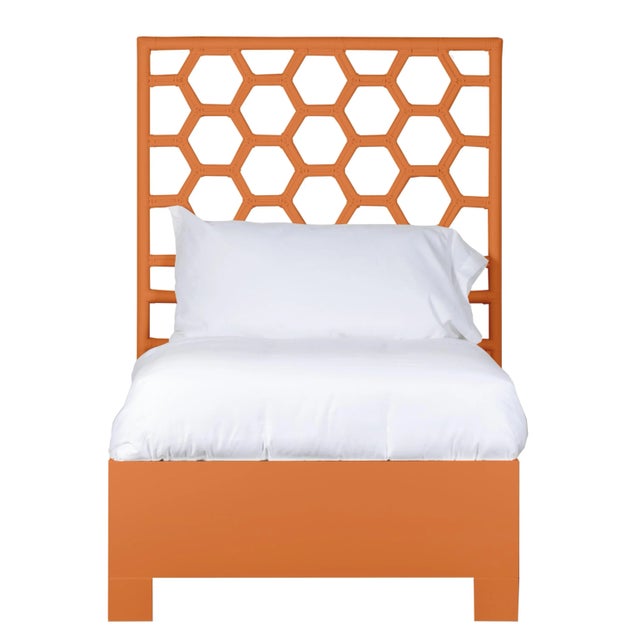 Coastal Honeycomb Bed Twin Extra Long - Orange For Sale - Image 3 of 3