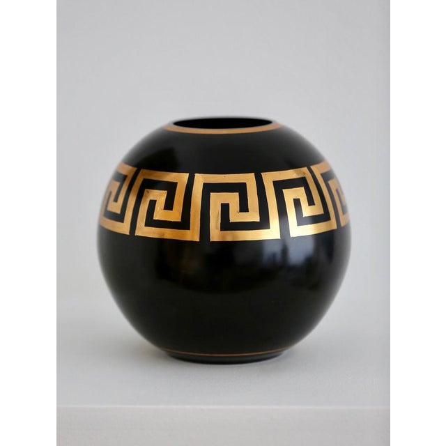 1930s Art Deco Black Opaline Vase with Gilt Decor, 1930s For Sale - Image 5 of 5