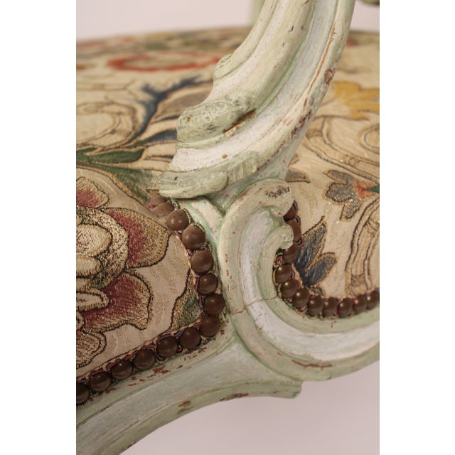 Pair of Antique Painted Louis XV Style Armchairs For Sale - Image 13 of 14