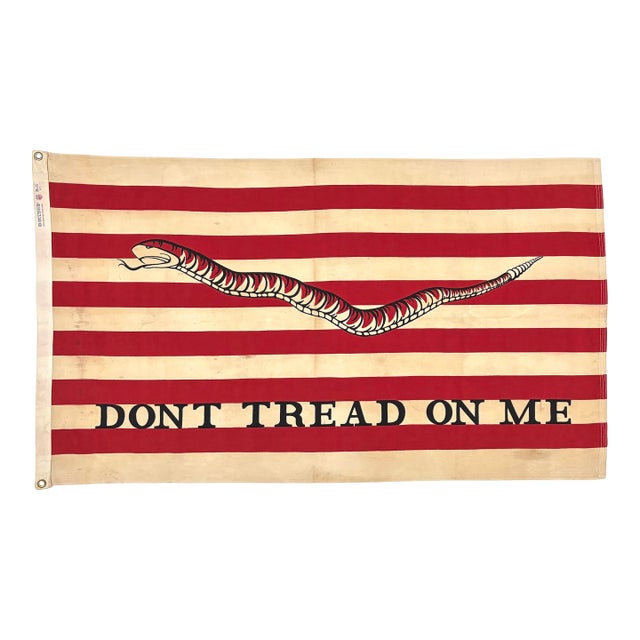 Vintage Cotton "Don't Tread on Me" Snake Flag, First Navy Jack For Sale