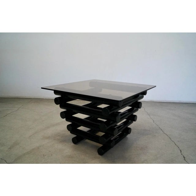 1980's Postmodern Stacked Tubular Metal Side Table | Chairish
