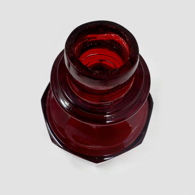 American Antique Ruby Cranberry Glass Sugar Shaker | 6" Paneled Muffineer For Sale - Image 3 of 6