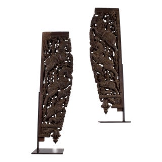Architectural Consoles with Yalis and Horsemen from Chettinad, 19th Century, Set of 2 For Sale