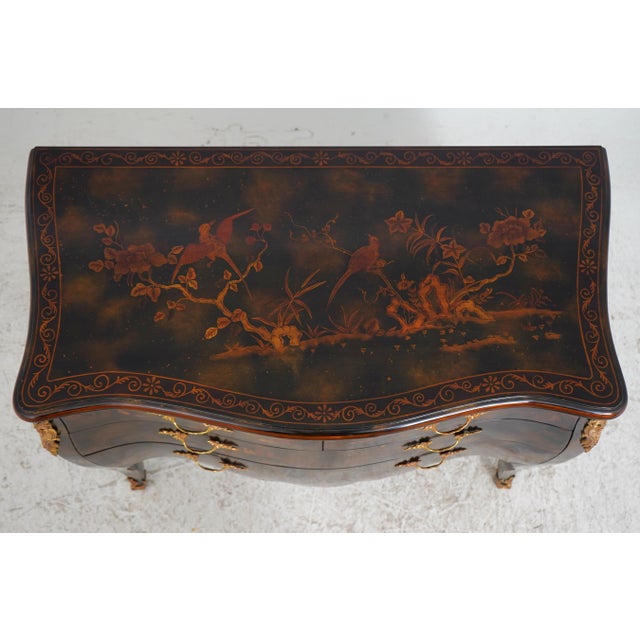 1990s Maitland Smith Chinoiserie Bow Front Commode For Sale - Image 5 of 18