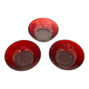 Ruby Red Glass Bowls – Set of 3