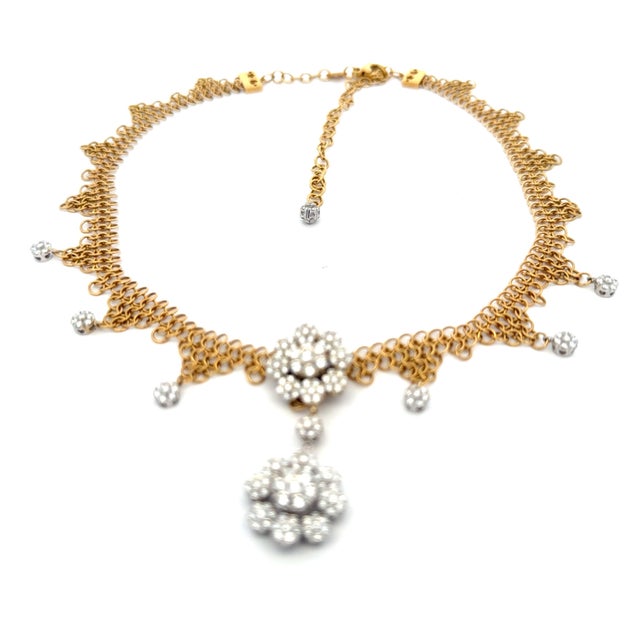 1990s Vintage Pasquale Bruni 18k Gold Diamond Fringe Necklace, Italy For Sale - Image 5 of 14