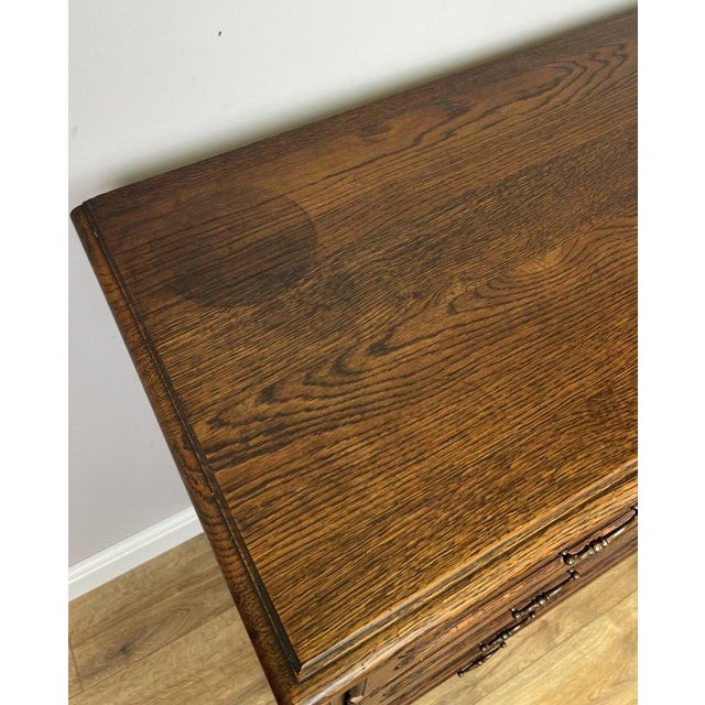Brown Vintage French Louis Oak Chest of 4 Drawers For Sale - Image 8 of 14