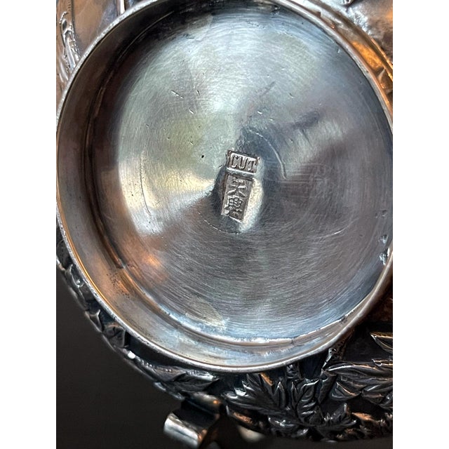 Chinese Export Sterling Silver Creamer and Sugar by Cutshing For Sale - Image 11 of 16
