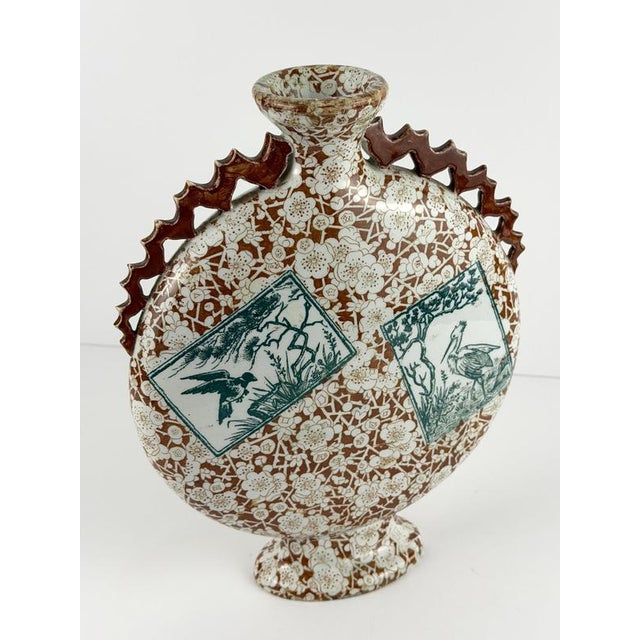Aesthetic Movement Japonisme Moon Flask from Franz Anton Mehlem, Germany, 1865 For Sale - Image 3 of 10