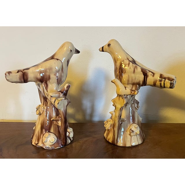 English 19th Century English Folk Art Staffordshire Redware Slip Decorated Treacle Glaze Bird Dovecote Whistles, Circa 1820 - A Pair For Sale - Image 3 of 11