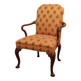 Queen Anne Style Custom Vintage Walnut Armchair For Sale