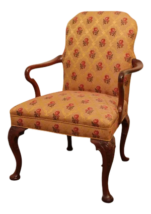 Queen Anne Style Custom Vintage Walnut Armchair