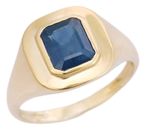Vintage-Inspired 14k Gold Blue Sapphire Ring Size 7