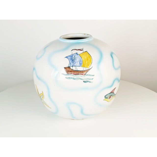 Ceramic Large Hand-Painted Vase from Soesco Albisola, Italy, 1940s For Sale - Image 7 of 12