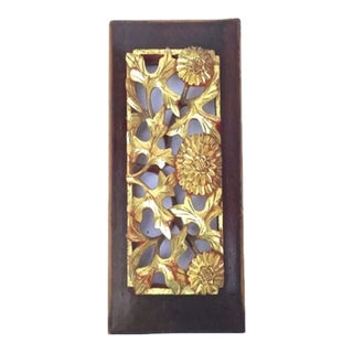 Vintage Hand-Carved Floral Panel For Sale