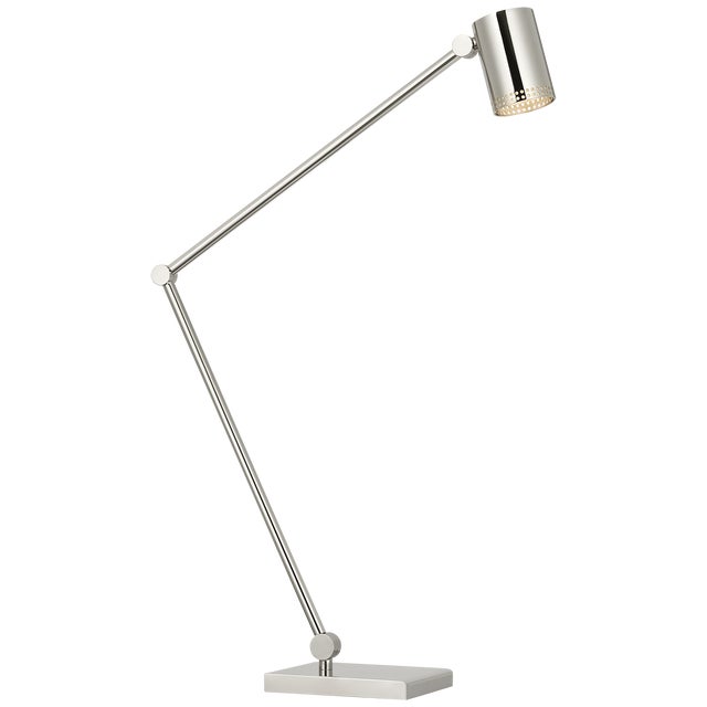 Modern Kelly Wearstler by Visual Comfort Signature Precision Articulating Table Lamp in Polished Nickel with White Glass For Sale - Image 3 of 3