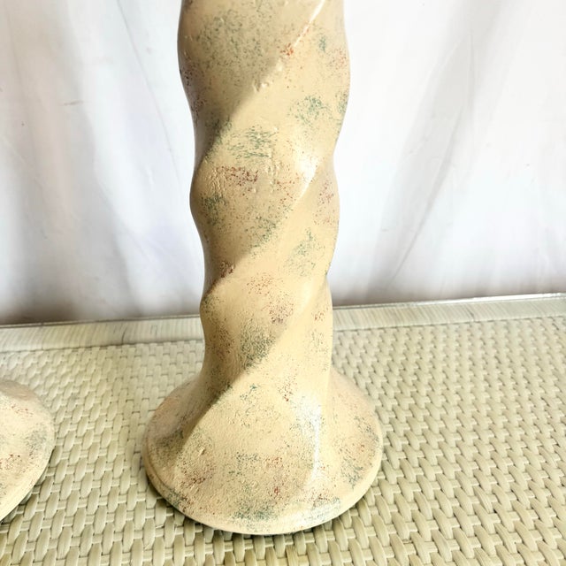 Postmodern Ceramic Swirl Table Lamps, Michael Taylor Style - A Pair For Sale In Miami - Image 6 of 8