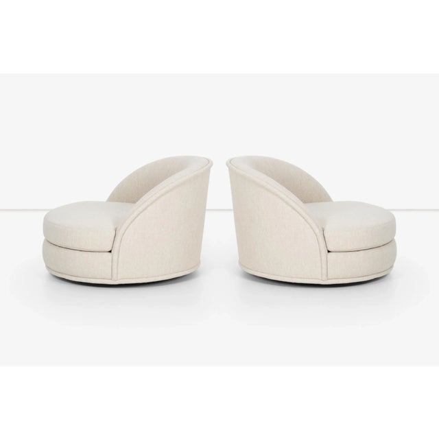 Textile Milo Baughman Style Oversized Swivel Lounge Chairs by Directional - A Pair For Sale - Image 7 of 12
