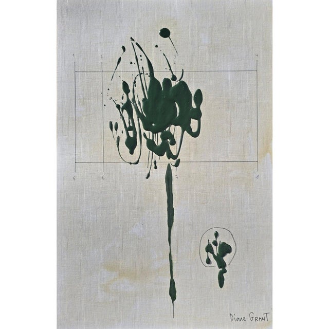 Set of 6 - One-of-a-Kind Dark Green Botanical Organic Modern Original Oil Paintings / Herbarium / Floral / Earth Tones For Sale - Image 6 of 12