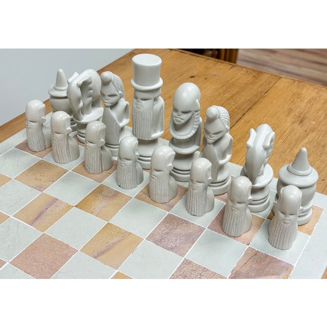 Stone Vintage Soapstone Carved African Maasai Tribe Chess Set For Sale - Image 7 of 9