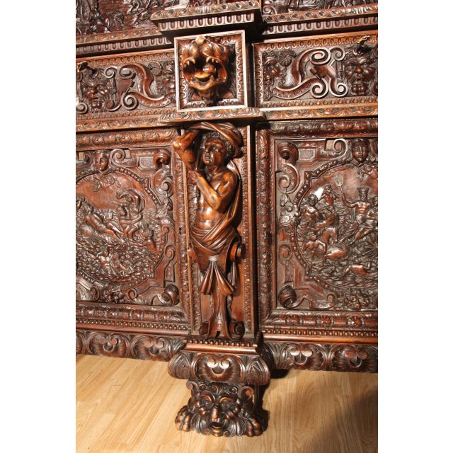 Renaissance-Style Walnut Castle Sideboard, 19th Century For Sale - Image 14 of 16