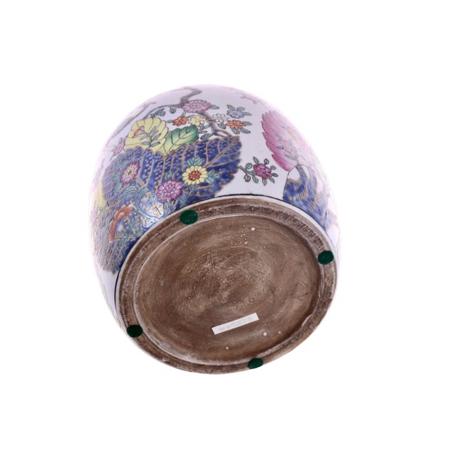 1980s Tobacco Leaf Design Chinoiserie Ginger Jar Urn For Sale - Image 5 of 5