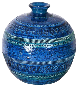Rimini Blue Terracotta & Ceramic Vase attributed to Aldo Londi for Bitossi, Italy, 1960s